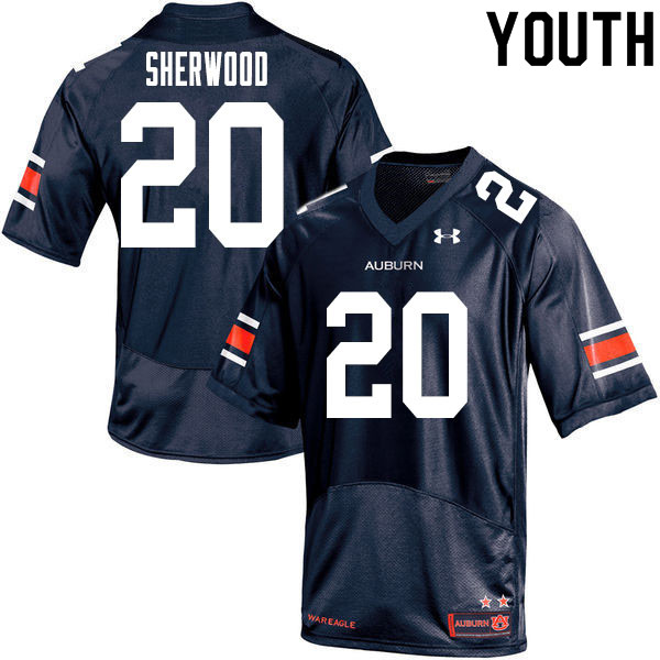 Auburn Tigers Youth Jamien Sherwood #20 Navy Under Armour Stitched College 2020 NCAA Authentic Football Jersey DTP1274GY